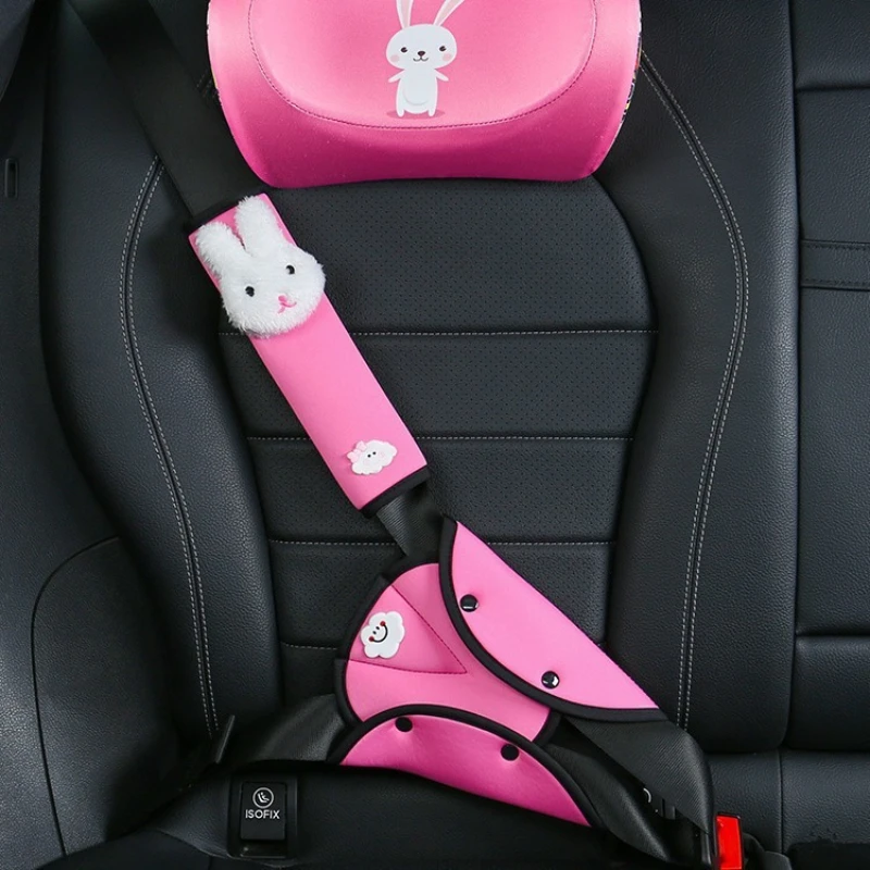 

New Children's Seat Belt Adjuster and Retainer, Car Special Seat Belt Cute Anti-strangling Neck Set