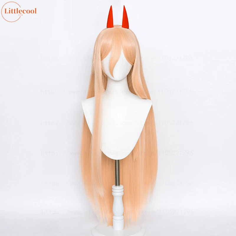 High Quality Power Wig Makima Power Wigs 100cm Long Pink Orange Heat Resistant Synthetic Hair Anime Cosplay Wig + Wig Cap