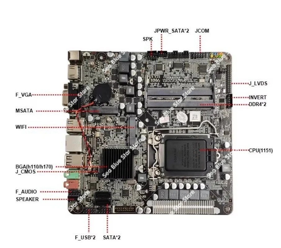 ITX industrial control main board H61T-1155 pins DDR3 notebook dual memory slot 2 3rd generation CPU