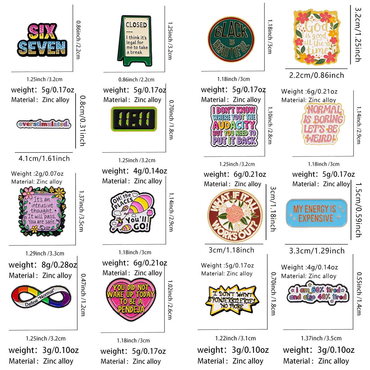 Colorful Quote Phrase Word Enamel Pin Brooches For Women Lapel Pins Badge on Backpack Costume Accessories Fashion Jewelry Gifts