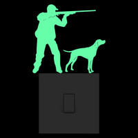 Young Hunter with Hunting Dog Sticker Glow in the Dark Wall Switch Stickers Car Body Window Door Sticker Laptop DIY Decoration