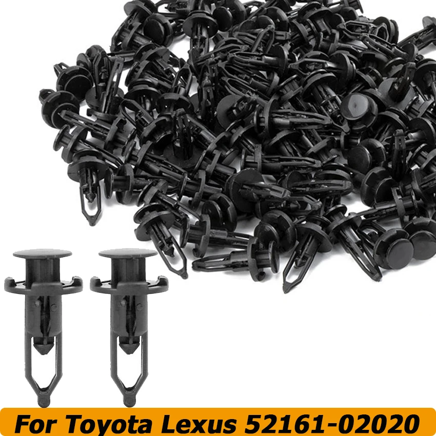 50PCS Clips Rivet Retainer Fender Bumper Fasteners Clip 9mm For Toyota Lexus 52161-02020 52161-16010 94858560 Car Accessories