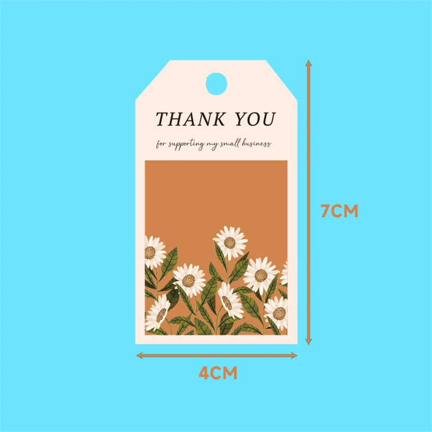 50PCS 4*7CM Flowers Fruits Gift Tags Thank You Cards for Gift Label DIY Box Package Wrapping Baking cake Small Business Supplies