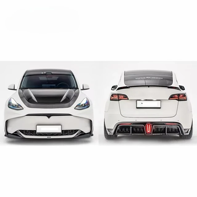 For Tesla Model Y 2021- BodyKit Front Rear Bumper Grille Spoiler Side Skirt Body Kit Set High Quality Front Bumpers Accessories 6