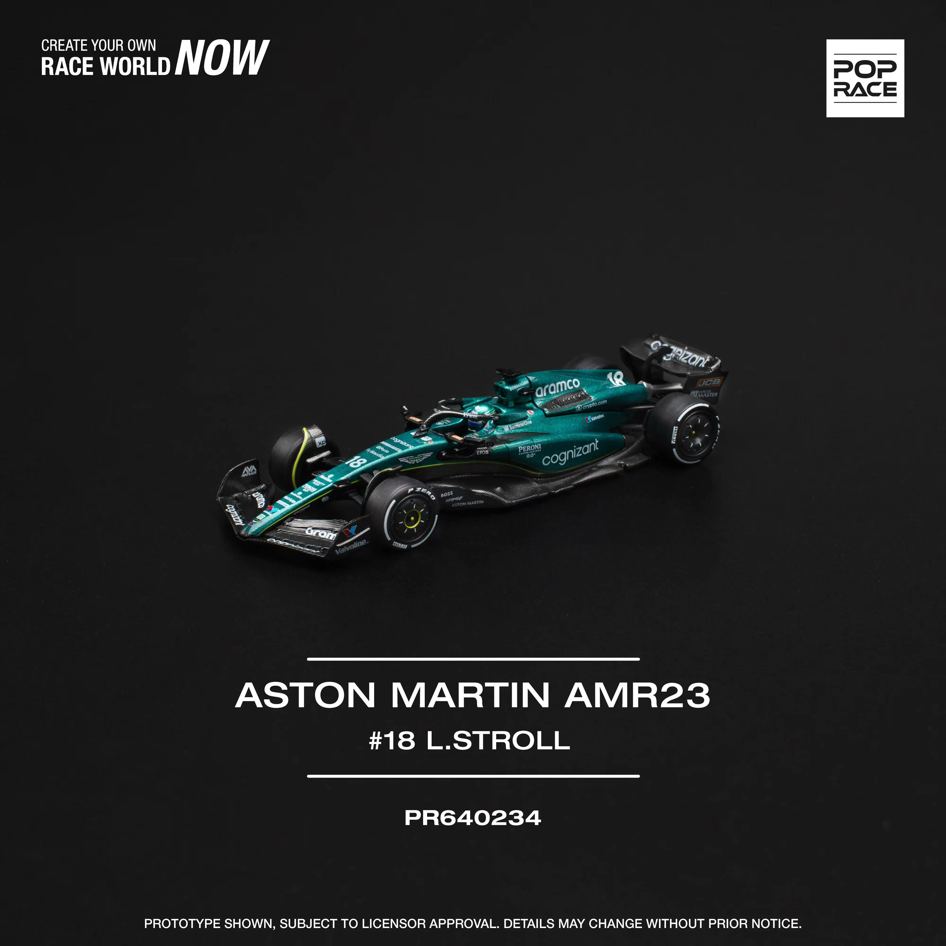 Pre-order *PopRace 1:64 Aston Martin AMR23 F1 #18 L.Troll Alloy car model - shipping in March