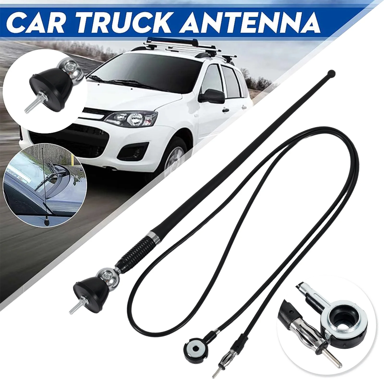 17'' Auto-Dachradioantenne AM-FM Gummi-Radioantenne mit 180-Grad-Drehbasis Flexible Dachmontage-Signalantenne für Fahrzeuge – Detail 1
