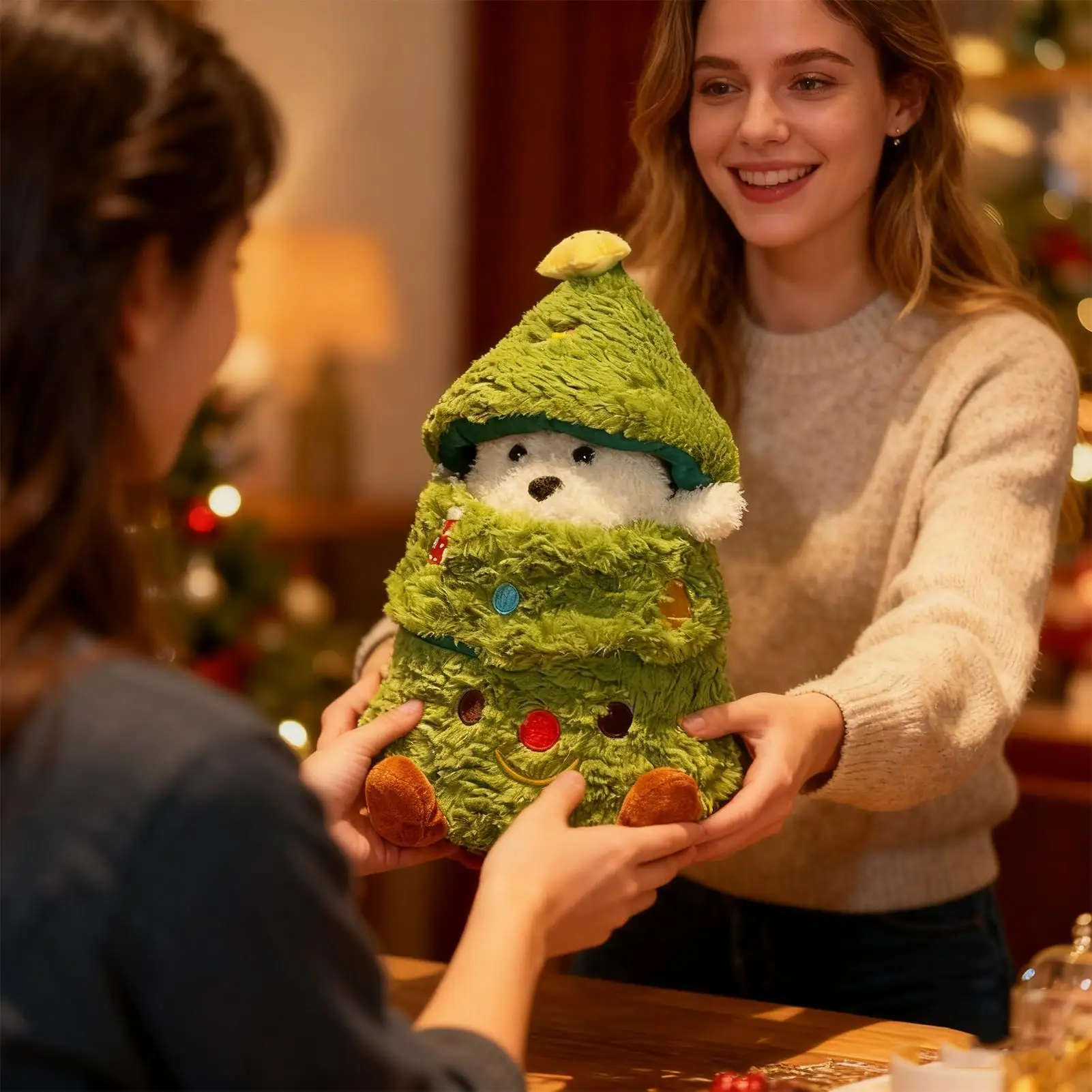 Christmas Plush Toys Tree Shaped Decor With Puppy Doll Christmas Dolls For Kids Easter Girls Boys Children Holiday House Home