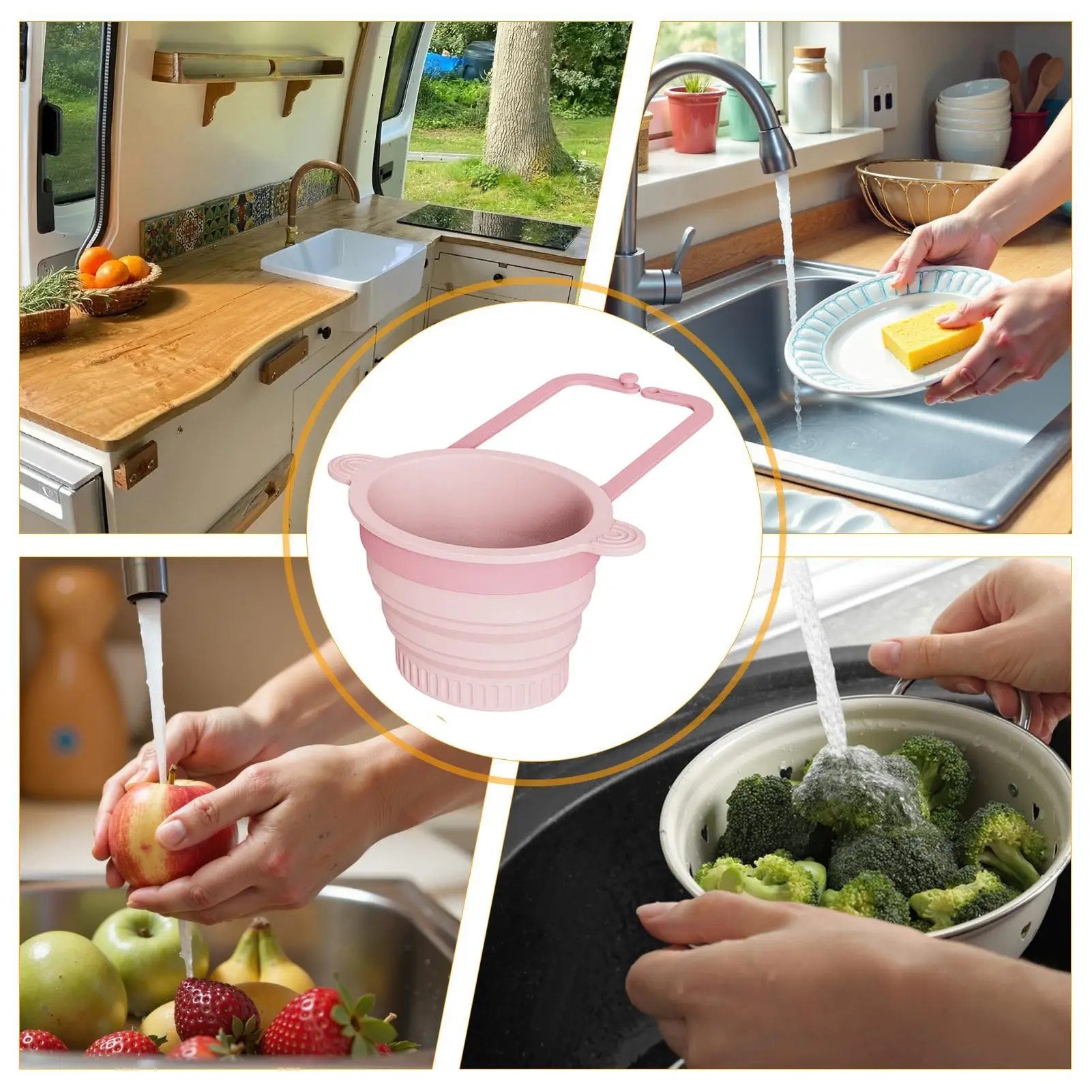 

Kitchen Sink Basket Wall-mounted Foldable Multifunctional Silicone Gadget Kitchen Sink Drain Strainer Basket For Kitchen Salad