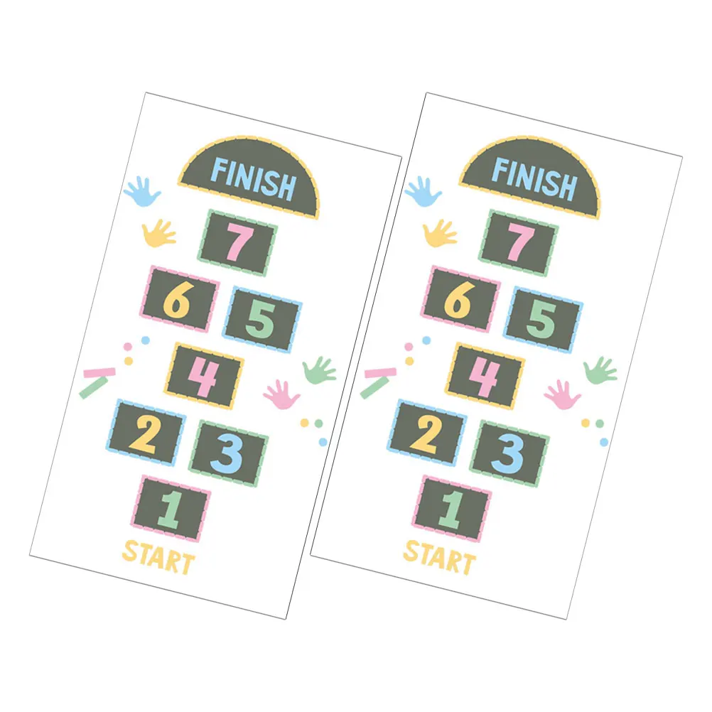 

2Pcs Colorful Hopscotch Game Floor Decal Kids Room Educational Wall Sticker Self-Adhesive Playful Design