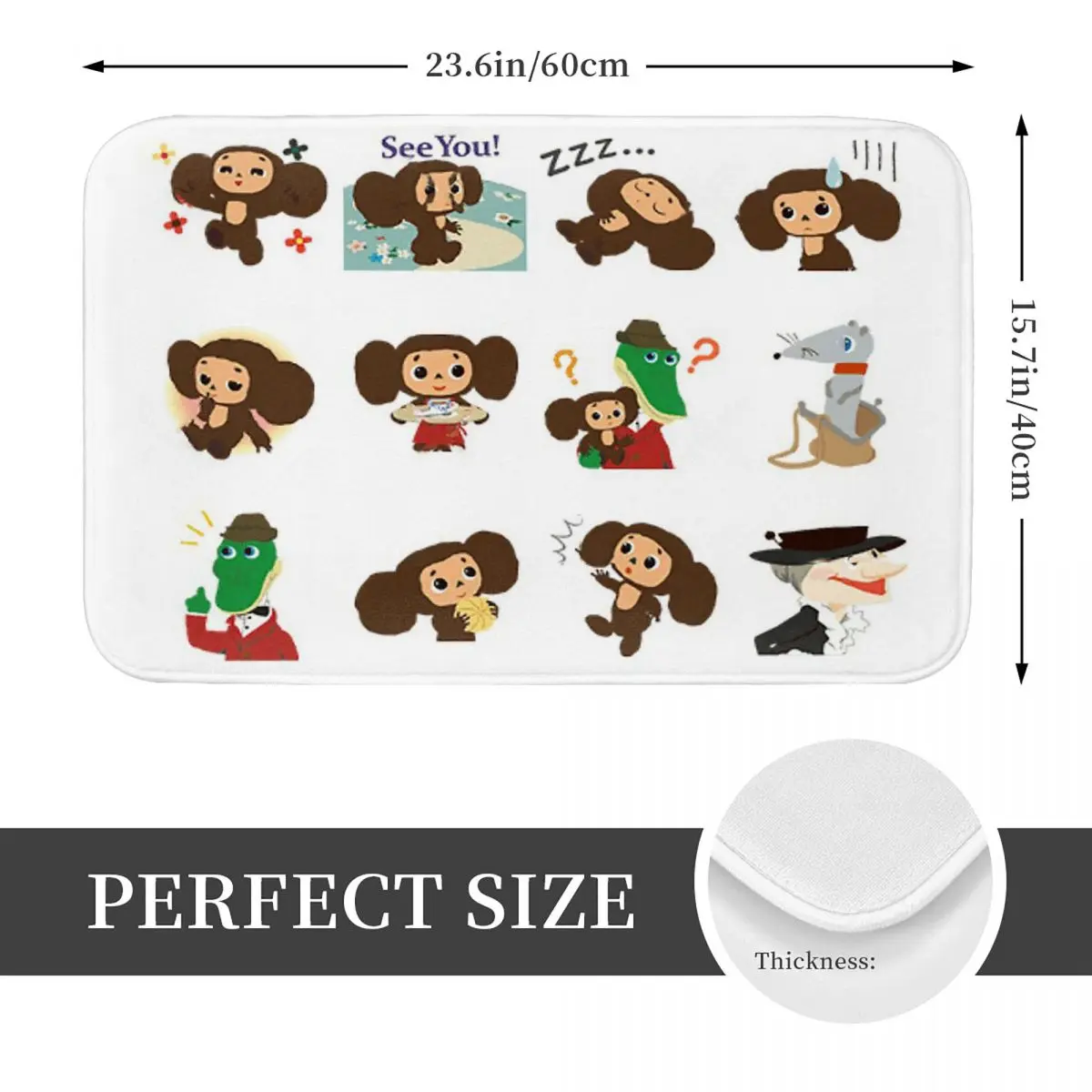 Cheburashka Doormat Kitchen Entrance Home Floor Mat Anti-slip Carpet Rug for Bathroom Footpad Mats
