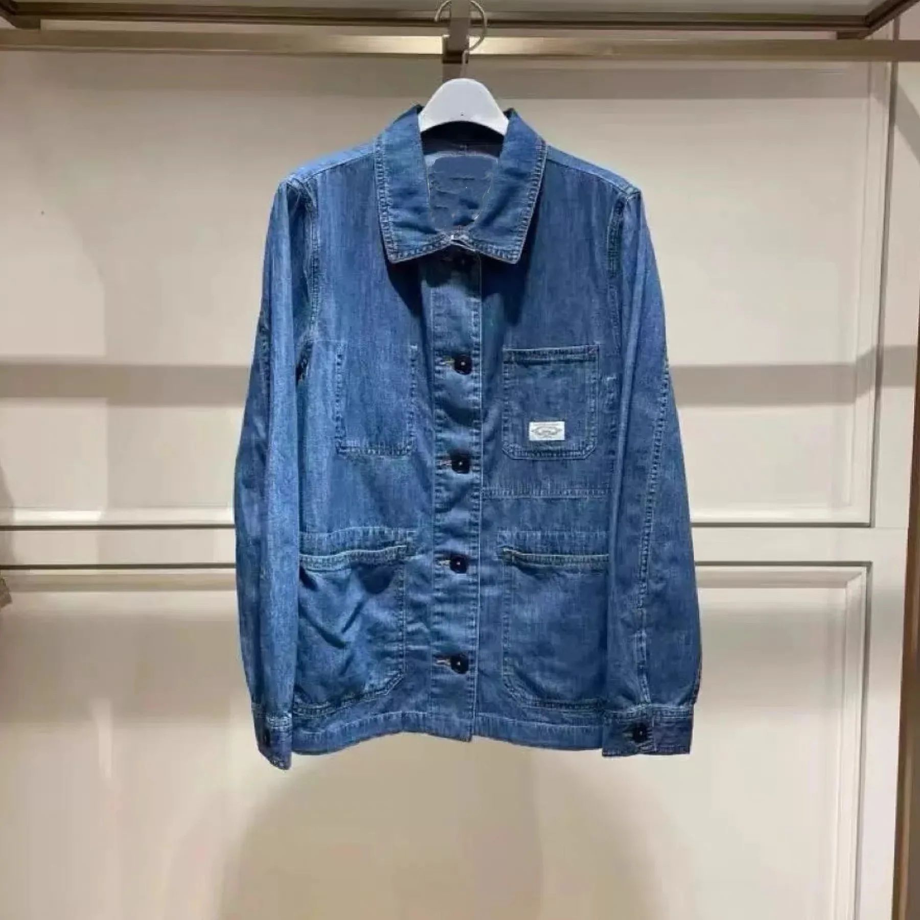 

Comfortable Vintage Denim irt Long Sve Thin Ladies' Outerwear Simple Match All Seasons Lemon Cheese Home Faion Brand