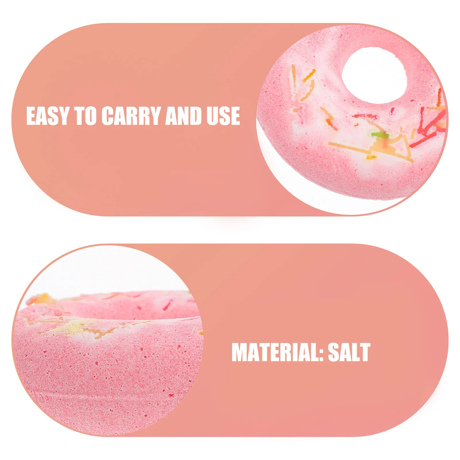 

4Pcs Bath Salt Balls Doughnut Shape Bubble Softening Cuticle Relieve Fatigue Nourishing Skin Spa Relaxing Shower