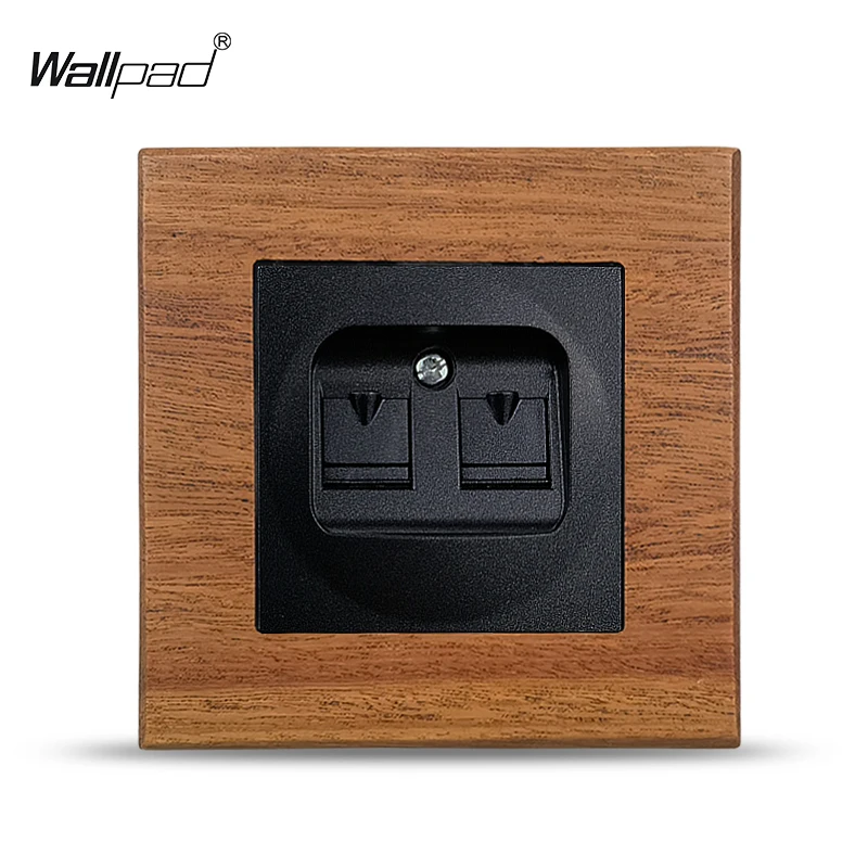 86*86mm EU Stanadard Wood Frame Double Data RJ45 Cat6 Internet Computer Oulet Jack Wall Socket Round Back for EU Box WEEE CE