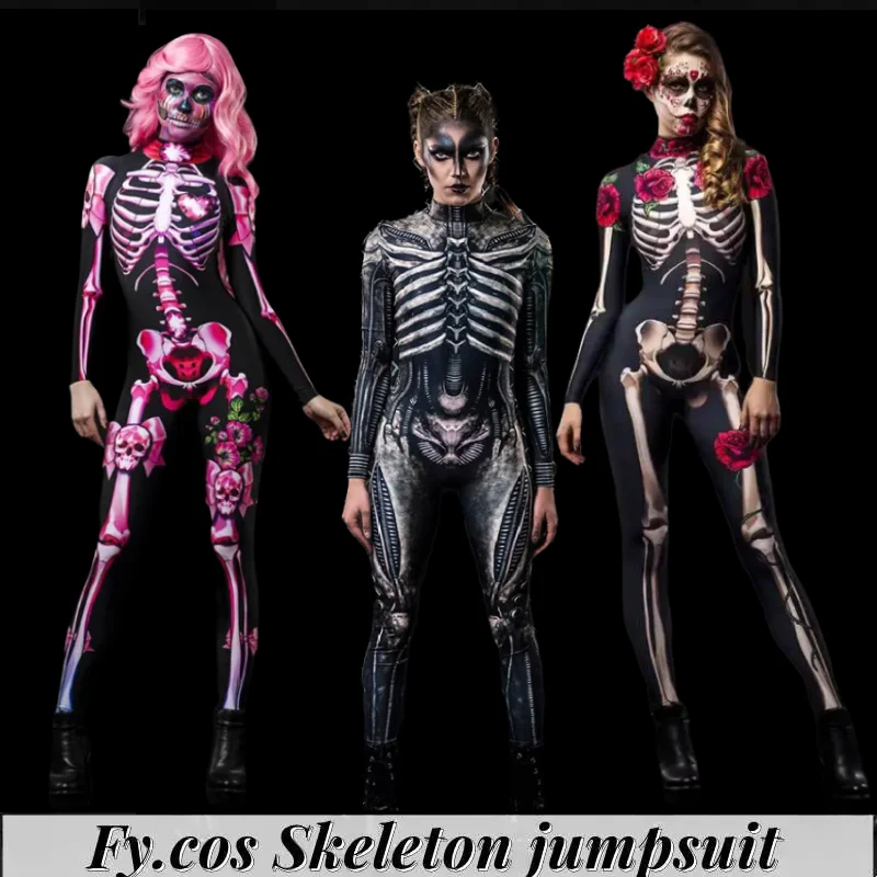 

Rose skeleton For Adult children horror costumes Halloween Cosplay For Women Sexy Onesie Horror Carnival costumes girls