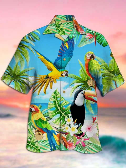 Music Landscape Wolf 3d Printed Summer Hawaiian Shirt Men Women Clothing Beach Short Sleeve Blouse Men\'s Vocation Lapel Camisa