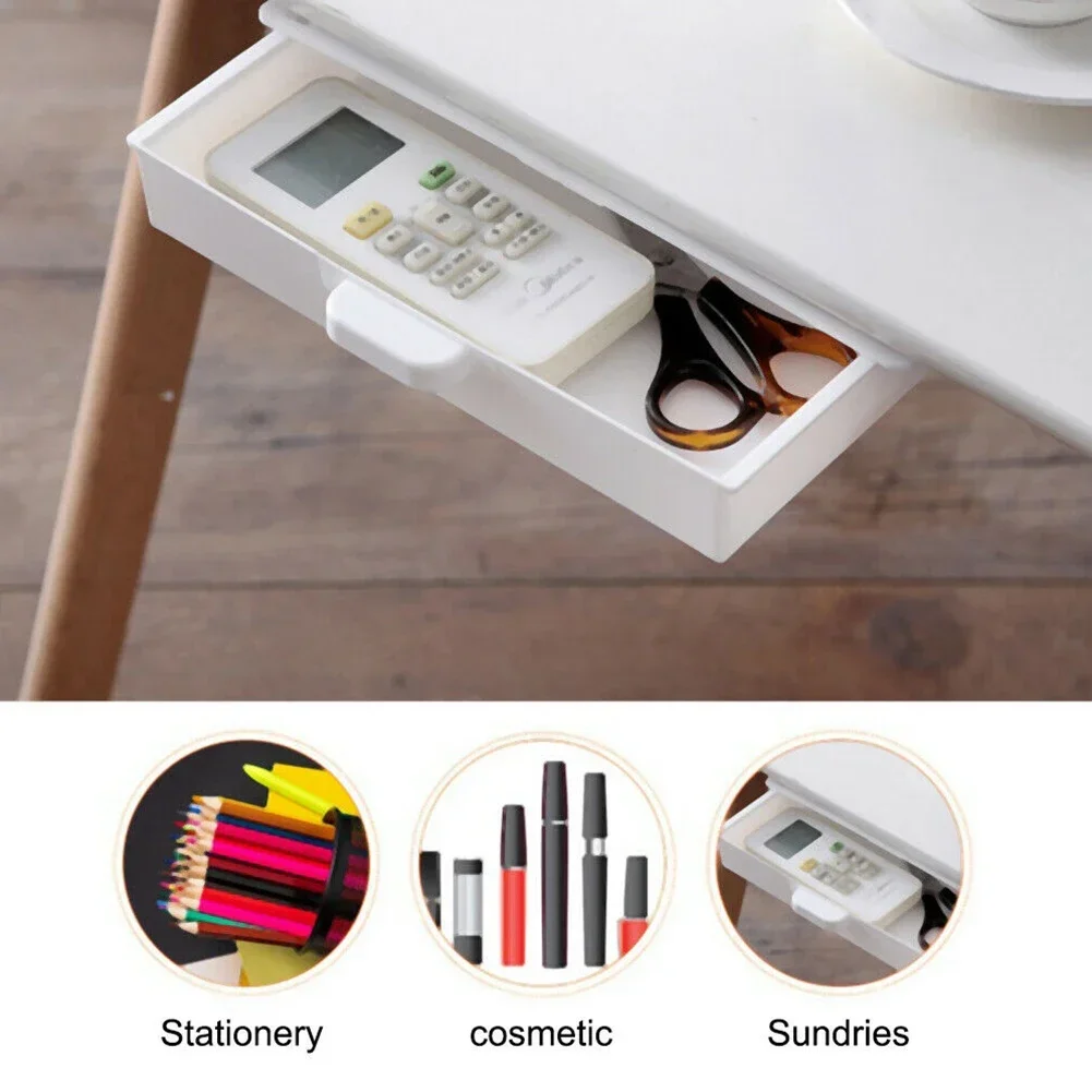 MELevuage-Boîte de rangement en ABS sous le bureau, porte-stylo, rangement adhésif, produits ménagers et de bureau