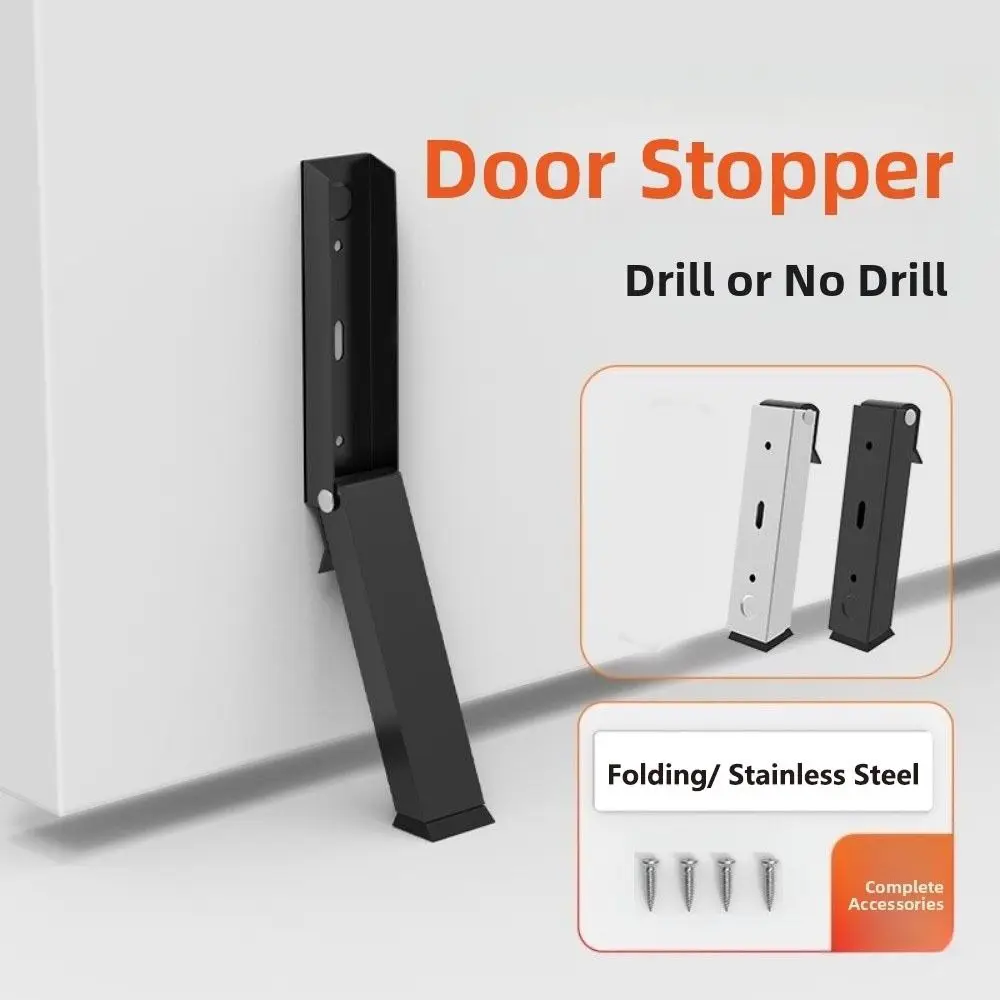 Stainless Steel Stainless Steel Door Stopper Windproof Heavy Duty Door Holder Keeper Anti-collision Folding Door Positioner