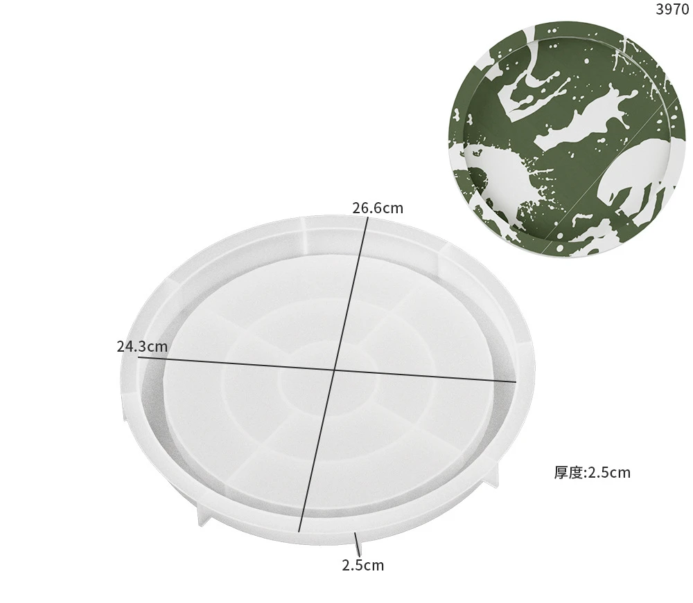 Large Round Serving Tray Mold with Edges for DIY