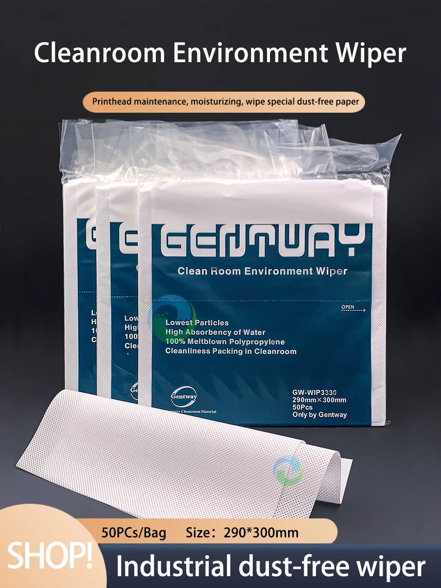 2 Packs Gentway Clean Room Environment Wiper 290X300MM for Printer Head Cleaning Wiper Dustless Non-woven Paper GW-WIP3330