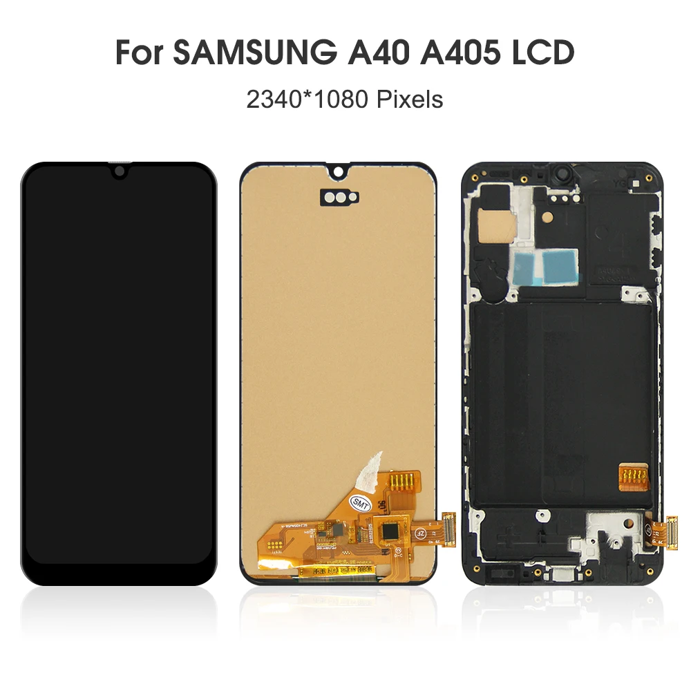 Para samsung a40 testado a405f a405 a405fm a405s display lcd tela de toque digitador assembléia substituição