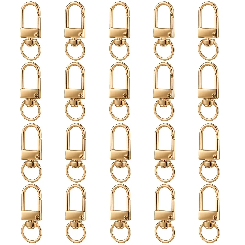 20-50pcs Key Ring Gold Silver U Shaped Jump Rings Swivel Spring Hooks DIY Keychain Pendant Bag Handmade Craft Making Accessories