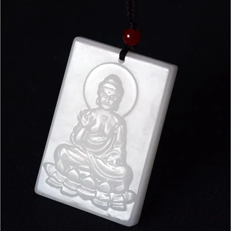

Outer Mongolian Material Hetian, White Jade Big Day Tathagata Buddha Pendant Pendant, Men's and Women's Models