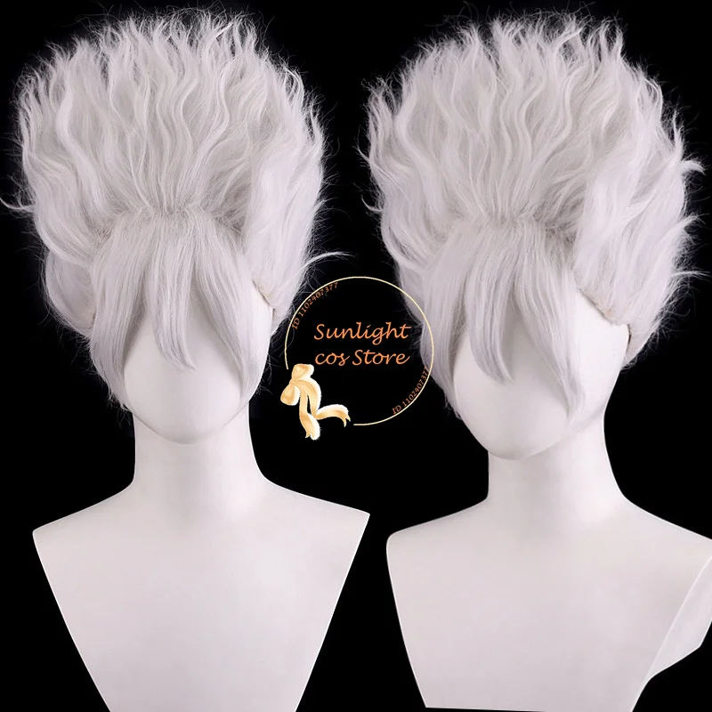 

Anime Monkey D Luffy Cosplay Wig Short Fluffy Silver Gray Curly Nika Luffy Cosplay Wig Heat Resistant Synthetic Hair + Wig Cap