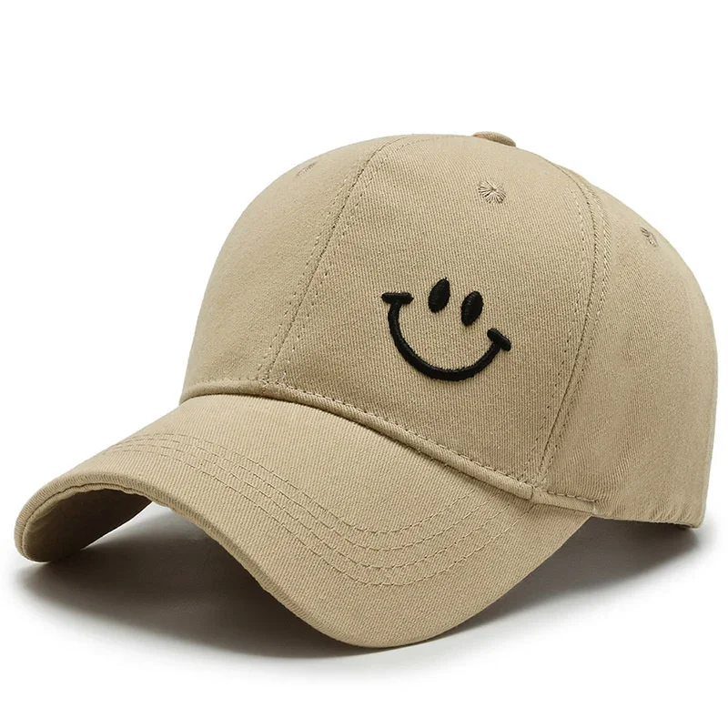 Smiling Baseball Cap for Women Men Adjustable Low Profile Unstructured Cotton Dad Hat Fishing Hat Smile Face Embroidery Cap