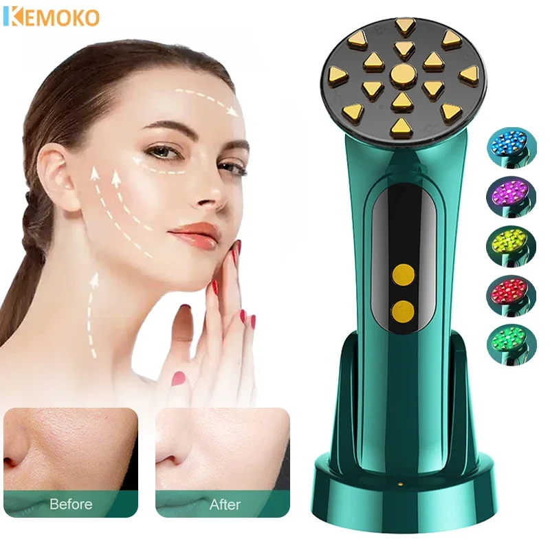 

5-In-1 Radio Face Lifting Facial Radio Frequency 5 LED Colors Warm Therapy Vibration Skin Care Anti Wrinkles