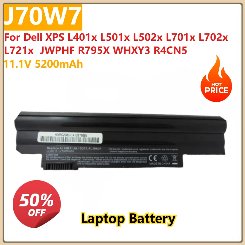 

For Dell XPS L401x L501x L502x L701x L702x L721x JWPHF R795X WHXY3 R4CN5 6 Cells Laptop Battery J70W7 11.1V 5200mAh