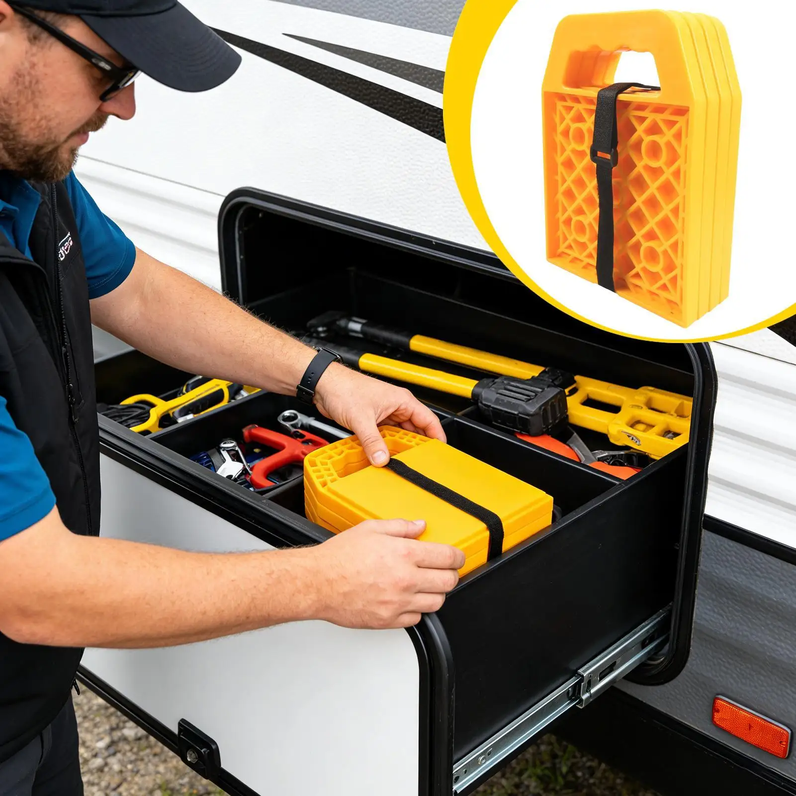 Rv Jack Pads 4 Pieces Anti-Slip Stable Support Stabilizer Block Stabilizing Outrigger Pads For Rv For Crane Trailer Tow Truck