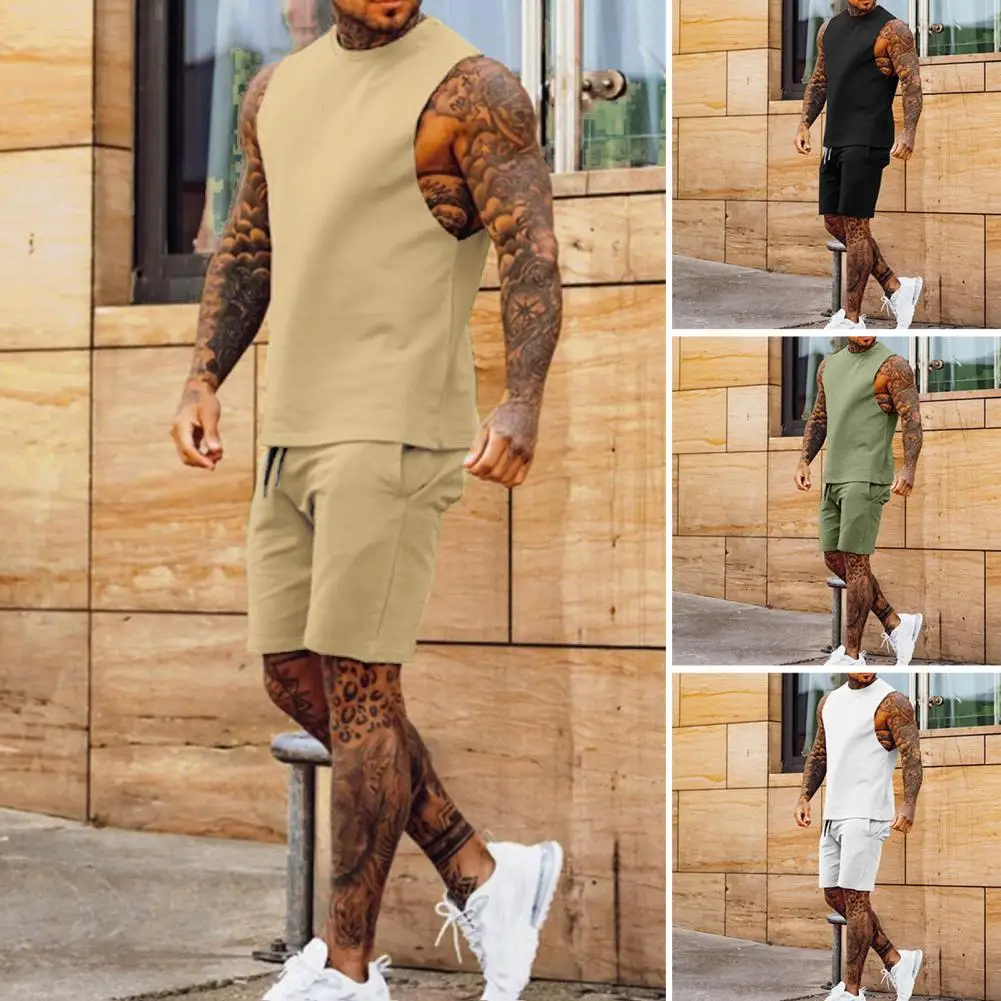 

Men's Pajamas Set Summer Thin Cotton Male Sleeveless Vest Shorts Sleepwear Loungewear Nightwear Homesuit Casual Homewear Outfit