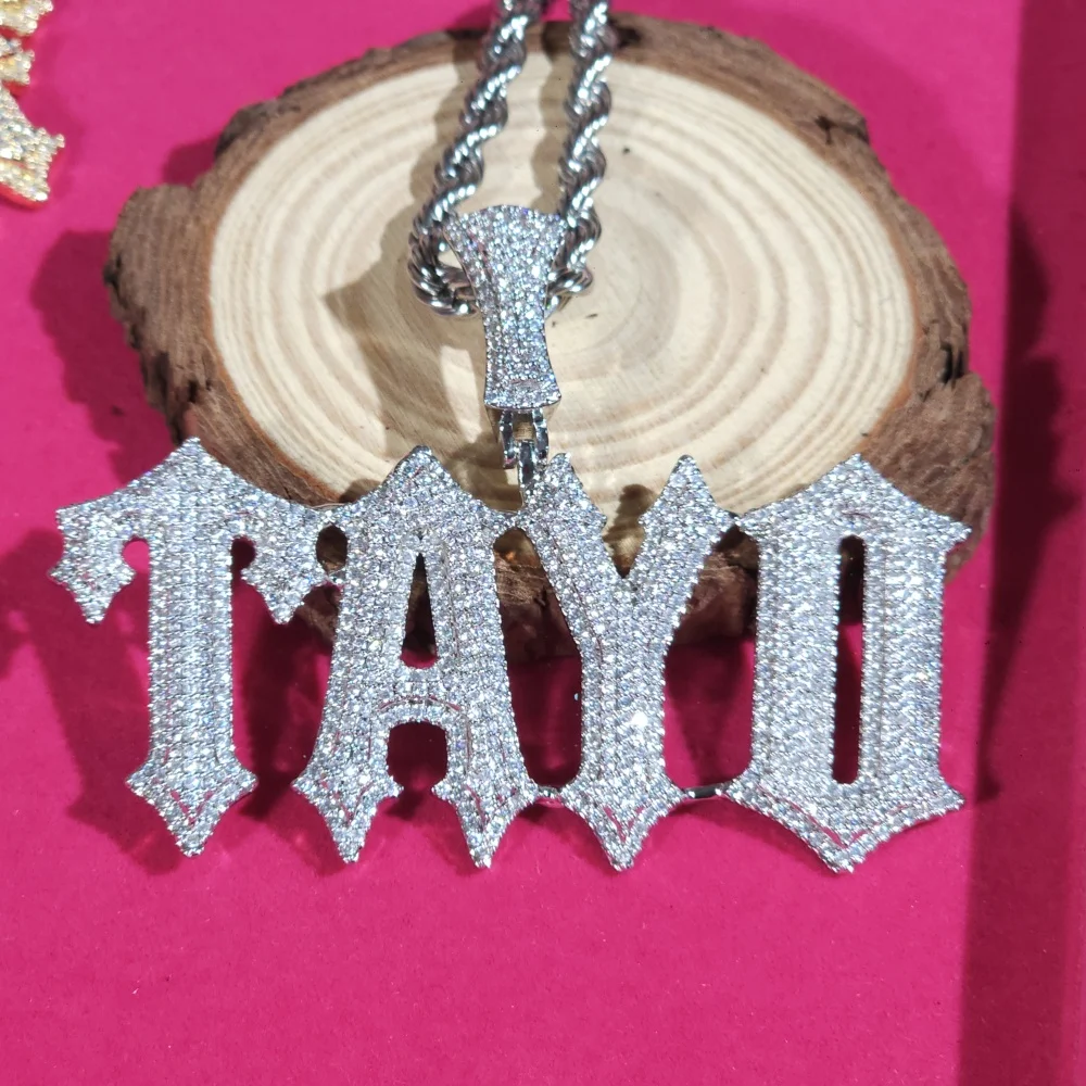 

ICECHARMI Custom Spiked Letter Pendant Customized Necklace Rope Chain Personalized Hiphop Nameplate Exquisite Jewelry Gift