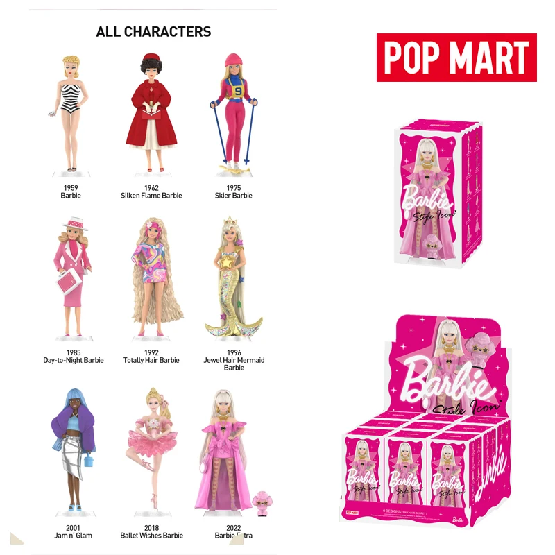 

Official Merch POPMART Barbie Style lcon Series Figures Blind Box Toys Action Figure Mystery Box Barbie Collectible Model Dolls