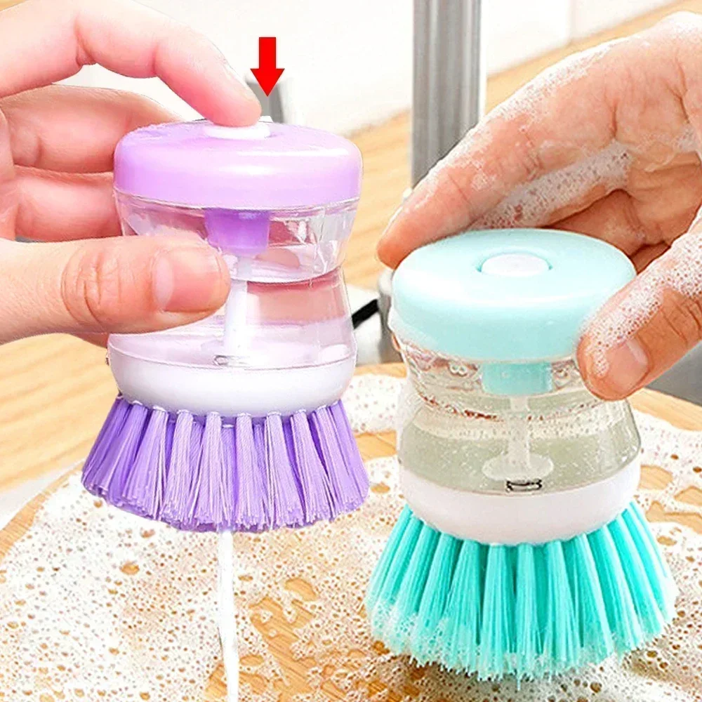 Dishwashing Brushes Automatic Liquid Addition Wash Pots Dish Sink  Washing Up Liquid Soap Dispenser Home Kitchen Bowl Brushes