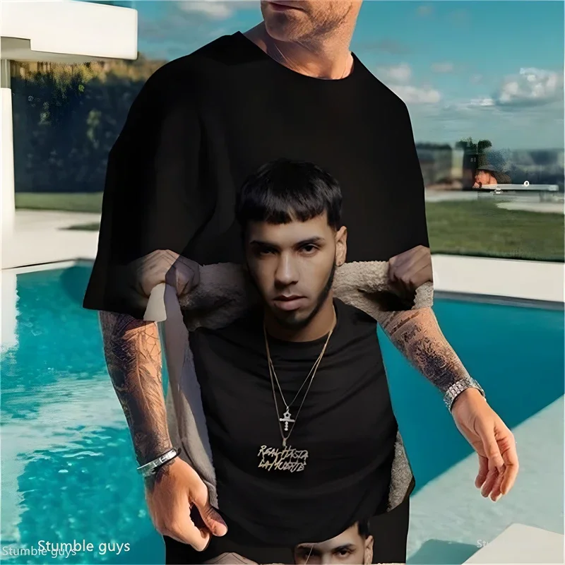 Angesagtes Herren-Sommer-Oversize-Sport-T-Shirt mit Anime-Print, Locker Geschnitten, Kurzarm, Bequem, Leichtgewichtig, Große Größen