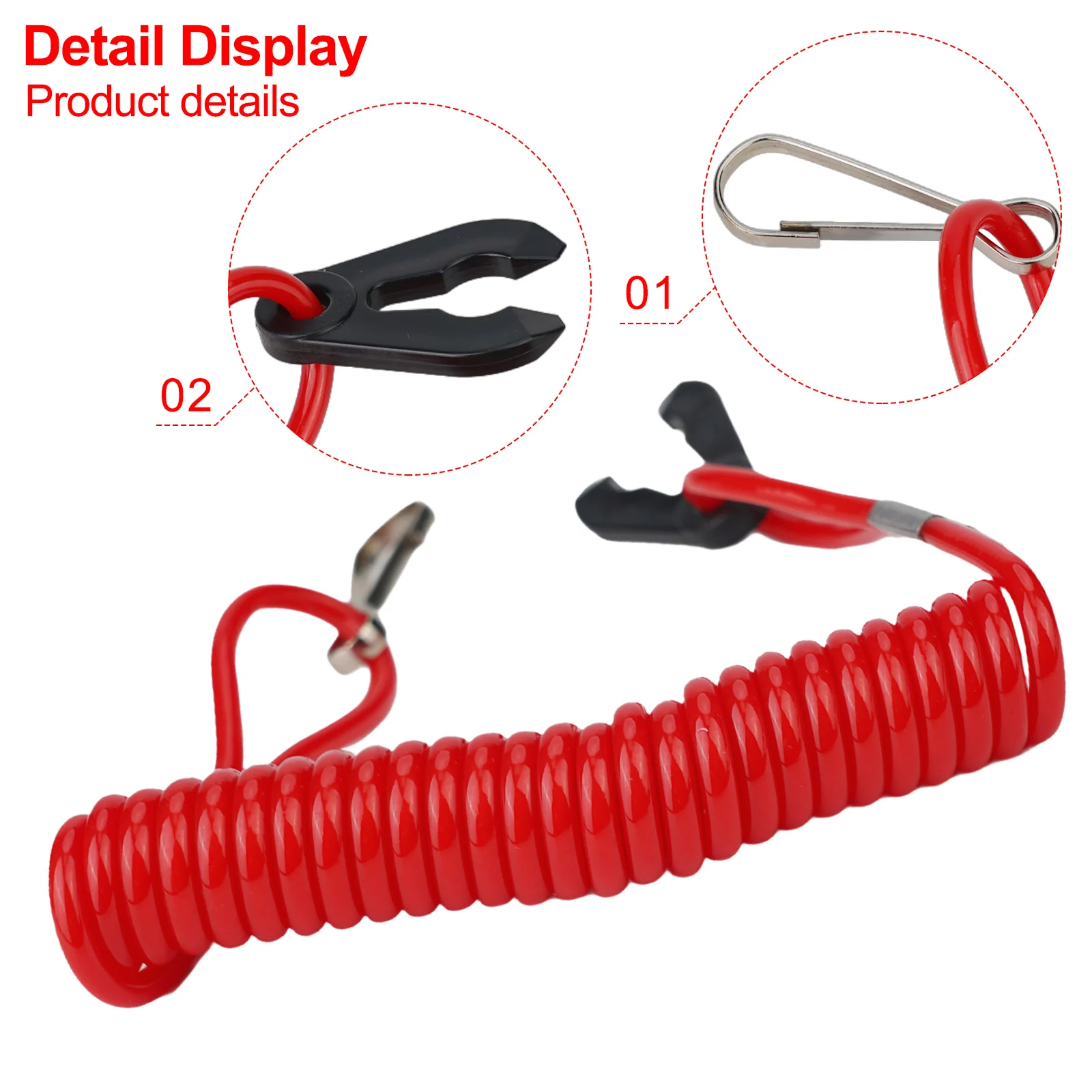 1pc Red Boat Kill Switch Key Lanyard 1.6m Safety Rope Replacement Accessories For Honda For Yamahaa Boat Kill Switch Safety Rope