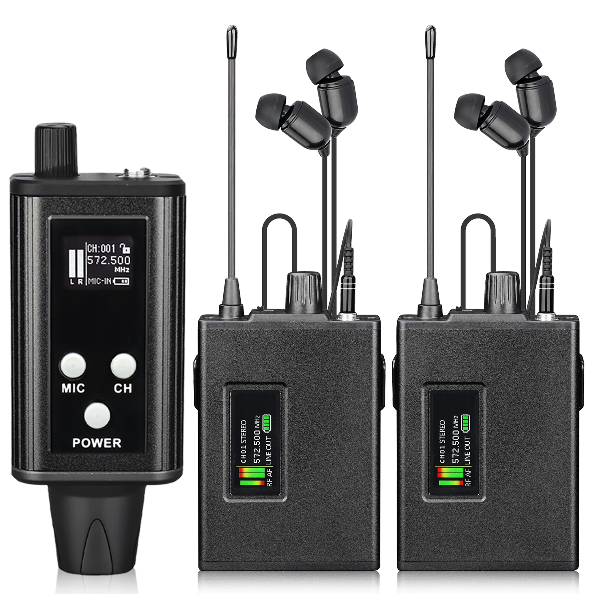 Bezprzewodowy system monitoringu dousznego Paulkitson EM‑12R 572,5‑587,5 MHz OLED Stereo Mono Niskie Opóźnienie dla Piosenkarzy, DJ-ów, Studio i Występów na Żywo — zdjęcie produktu 7