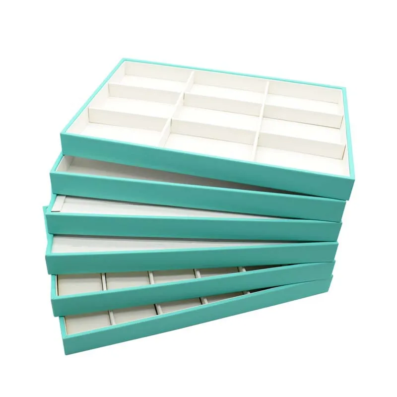 

Light Green PU Leather Jewelry Tray Multi-use Organizer for Rings Necklaces Bracelets Display Storage Holder