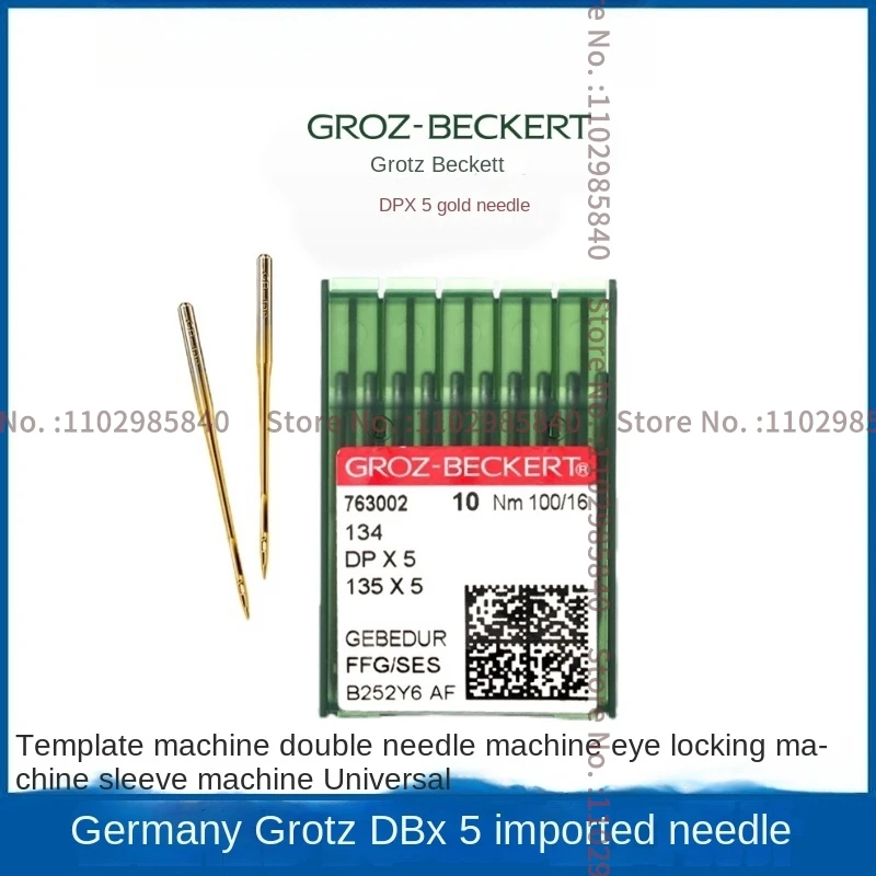 

100PCS Dpx5 Gold Needles Groz Dp*5 Dp5 Gebedur Grot-Beckert Heat-Proof Titanium Needle for Button Holder Double Needle Machine