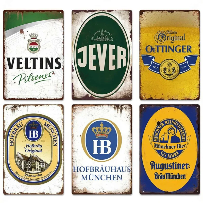 FJ Vintage Metal Signs Decor Germany Beer Brand Posters Plaque Metal Tin Sign for Bar Pub Man