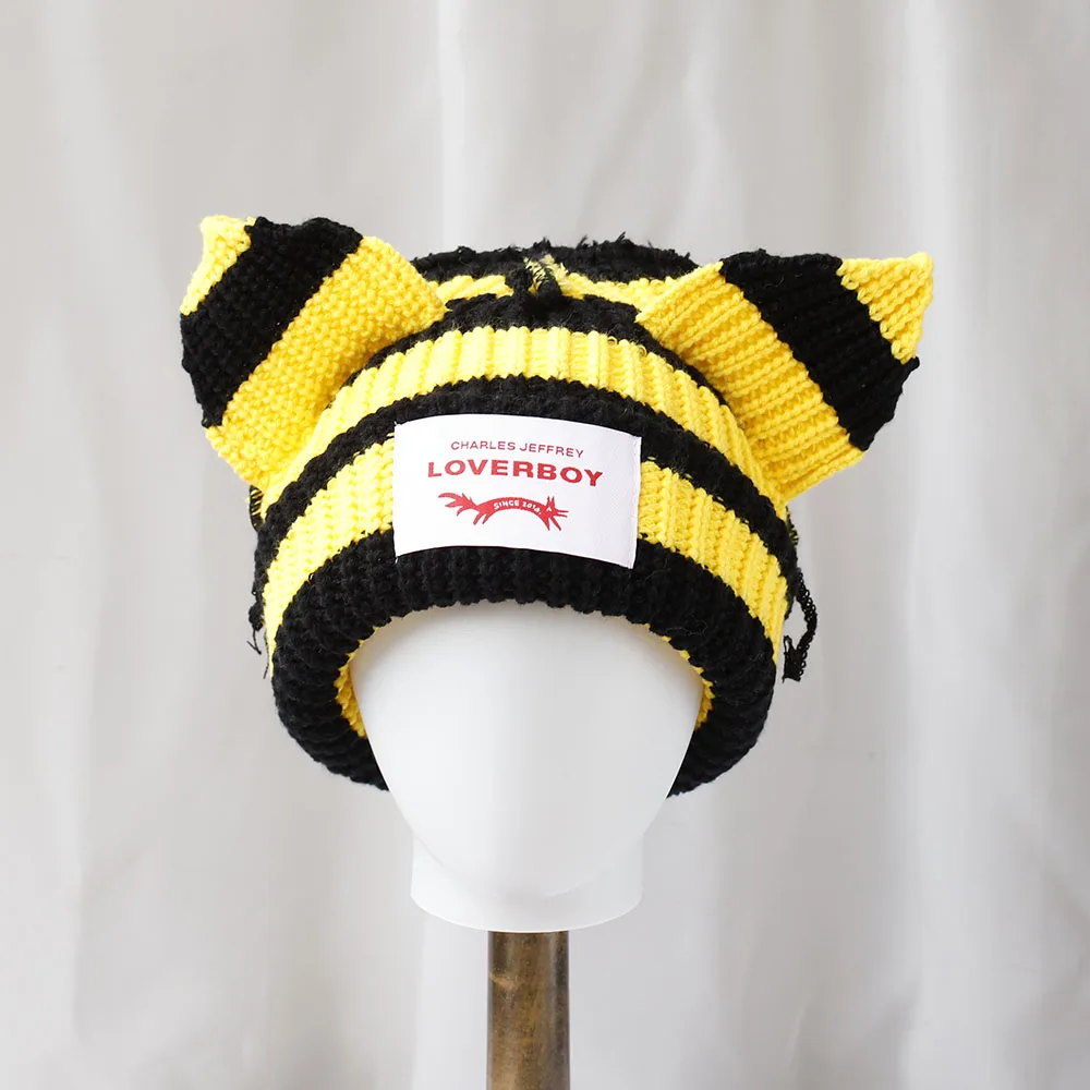 

Новая зимняя шапка Skullies, унисекс, шапка с кошачьими ушками, теплая вязаная крючком шапка, костюмная шапка-бини, женский рождественский подарок, кепка в стиле хип-хоп, холодная шапка