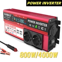 Power Inverter 4000W (Maximum Power) Automotive Inverter RV  Marine Power Inverter DC 12V to120V 220V EU US UK Global Socket