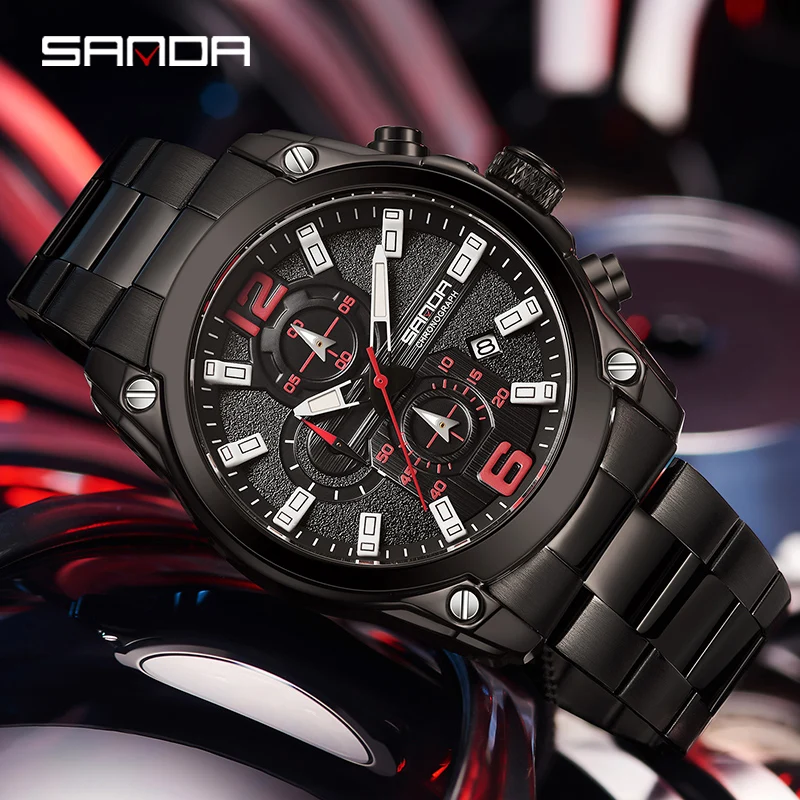 SANDA 5305 Fashion Business Man Watch Date Casual Luxury Waterproof Quartz Wristwatch For Men Male Clock Gift Relogio Masculino