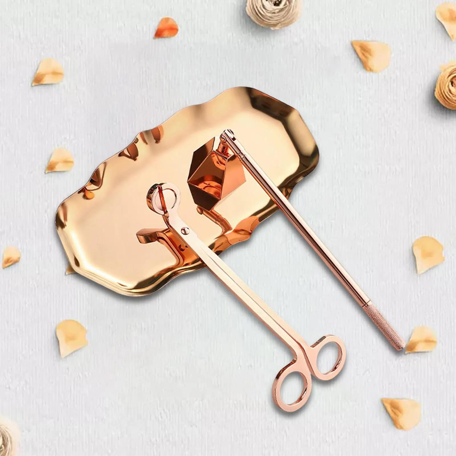 مجموعة ملحقات الشموع المكونة من 3 قطع، صينية تشذيب شمعة الفتيل R باللون الذهبي #2