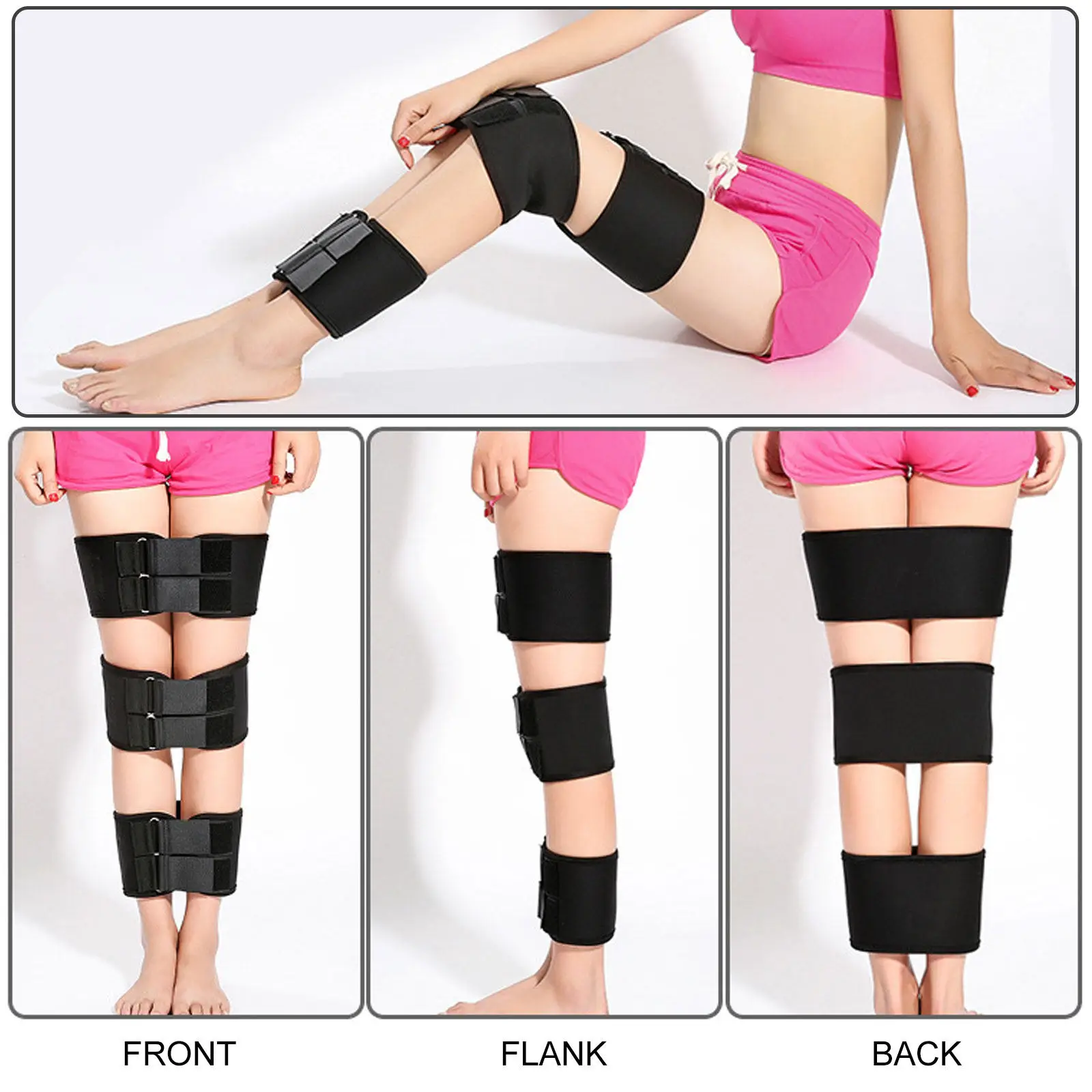 3Pcs Legs Posture Corrector Belt Bow-Legged Correction Bandage for O-Type X-Type Legs Size M Black Orthotic Brace - view 3
