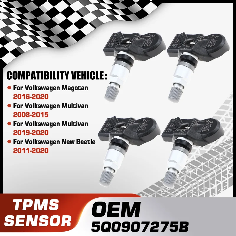 

1/4PCS TPMS Tire Pressure Monitor Sensor For Volkswagen Magotan Volkswagen Multivan Volkswagen New Beetle 5Q0907275B 5Q0907275