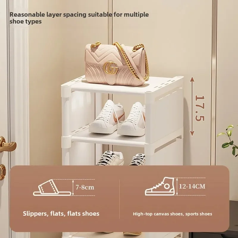 Adjustable Multi-Layer Shoe Organizer Stackable Wall Cabinet Space-Saving Shelf for Corner Storage Entryway Rack
