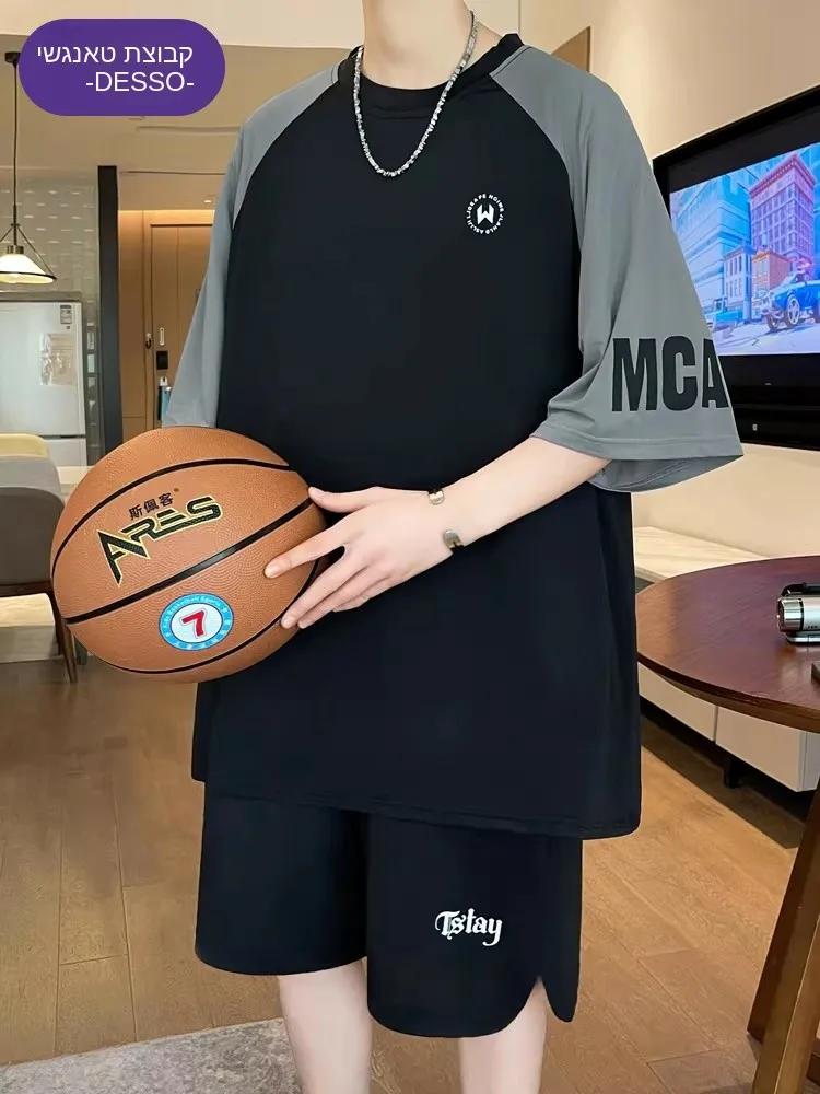 desso-basketball-uniform-set-men's-summer-ice-silk-short-sleeve-t-shirt-fitness-running-sports-wear-two-piece-set-youth-polyu