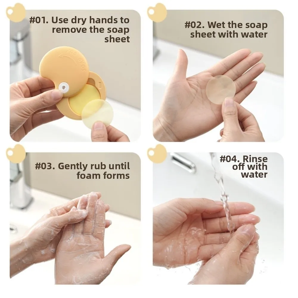 Lemon and Jasmine Scent Travel Soap Sheets Stain Removal Boxed Disposable Hand Soap Sheets Clean Portable Scented Soap